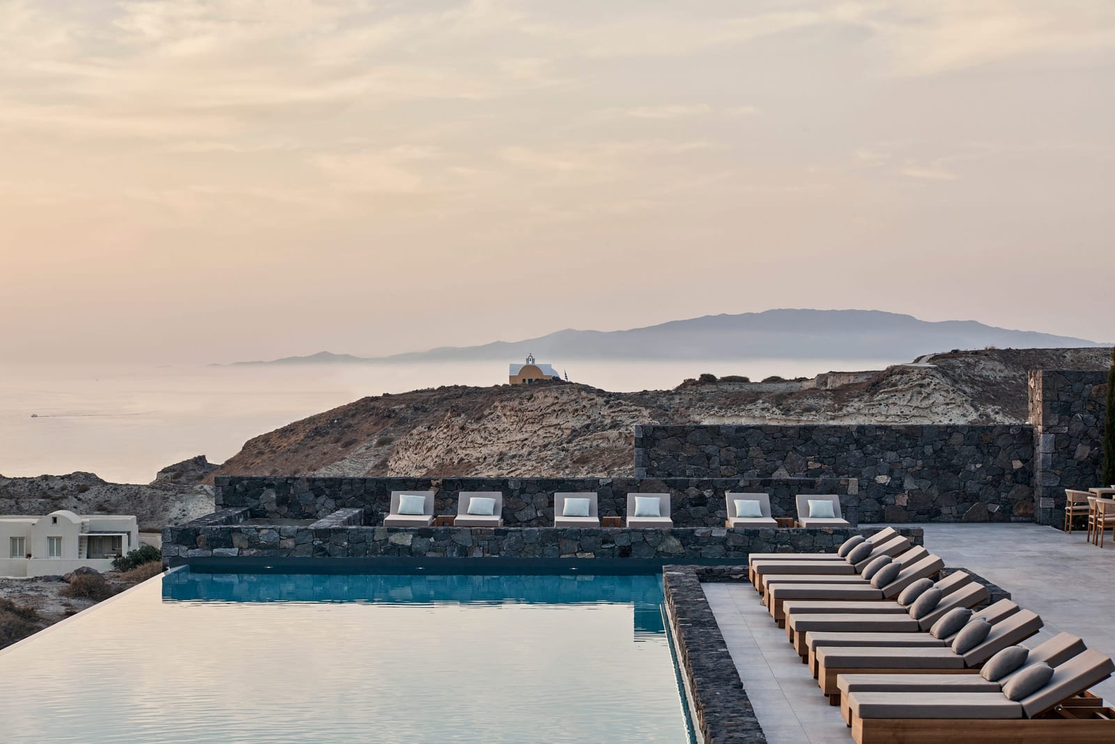 Sunset over the caldera at Canaves Oia, Santorini